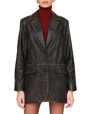 Leather Relaxed Single Breasted Blazer