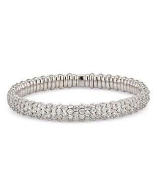 18K White Gold Stretch Diamond Bangle Bracelet, 10.51 tcw
