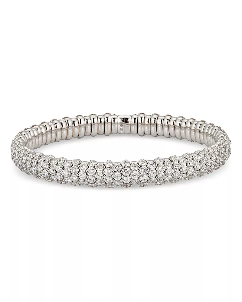 Zydo 18K White Gold Stretch Diamond Bangle Bracelet, 10.51 tcw
