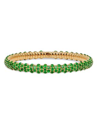 18K Yellow Gold Stretch Tsavorite Bangle Bracelet
