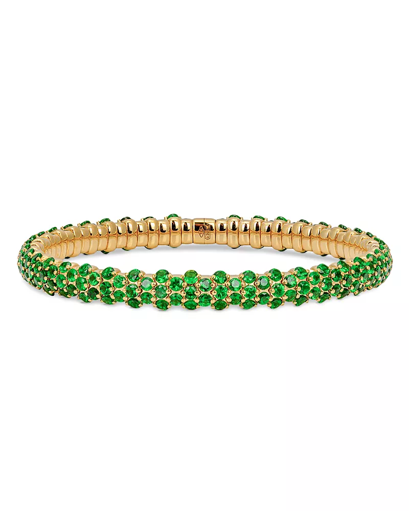 Zydo 18K Yellow Gold Stretch Tsavorite Bangle Bracelet