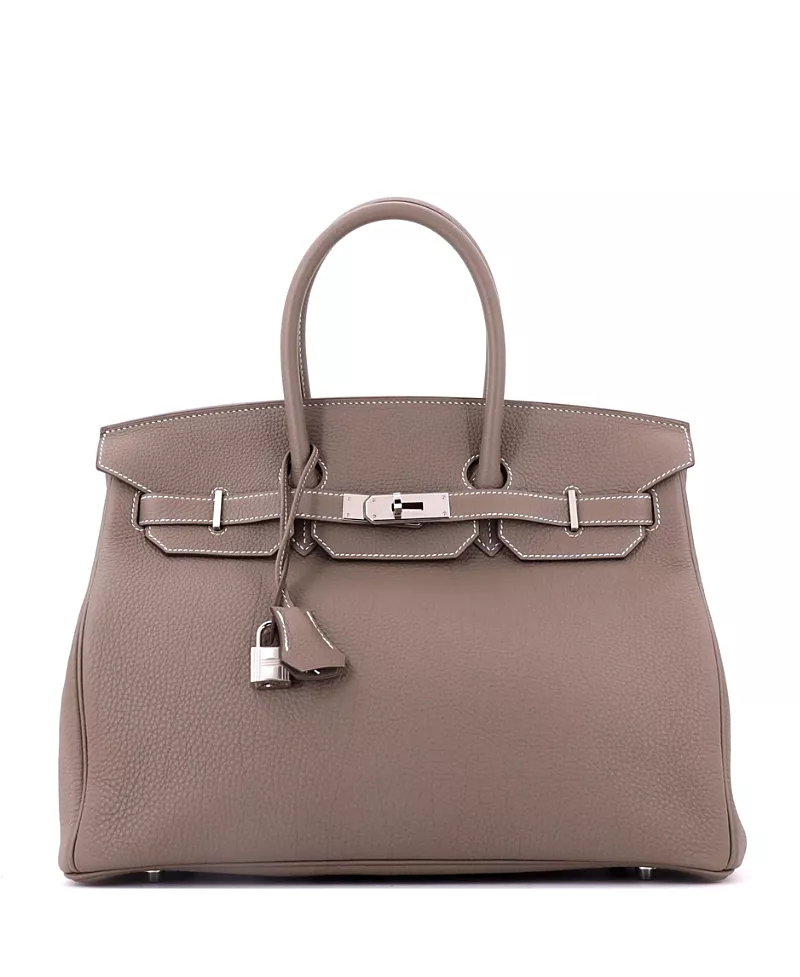Pre-Owned HERMES Birkin 35 Handbag Grey Togo with Palladium Hardware
