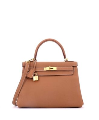 Kelly 28 Handbag Brown Togo with Gold Hardware