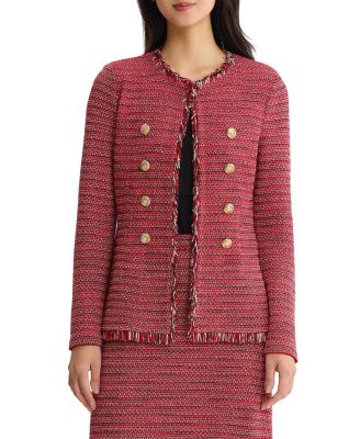x Anna Marie Fringe Trim Tweed Knit Jacket