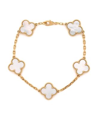  Vintage Alhambra 5 Motifs Bracelet 18K Gold and Mother of Pearl
