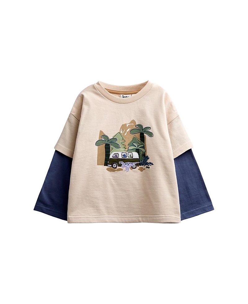 JoJo Maman Bebe Boys' Long Mock Sleeve Crew Neck Top - Baby, Little Kid