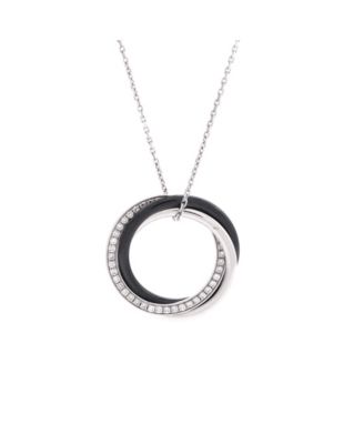 Pre-Owned Cartier Small Trinity Pendant Necklace 18K White Gold with Diamonds and Ceramic