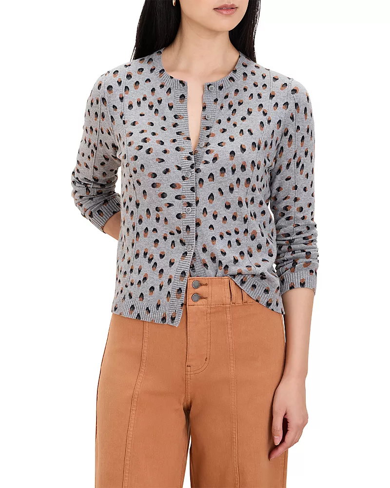 Nic+Zoe On The Dot Fitted Crewneck Cardigan