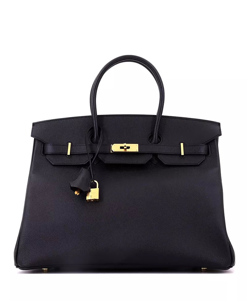 Pre-Owned HERMES Birkin 35 Handbag Black Epsom with Gold Hardware