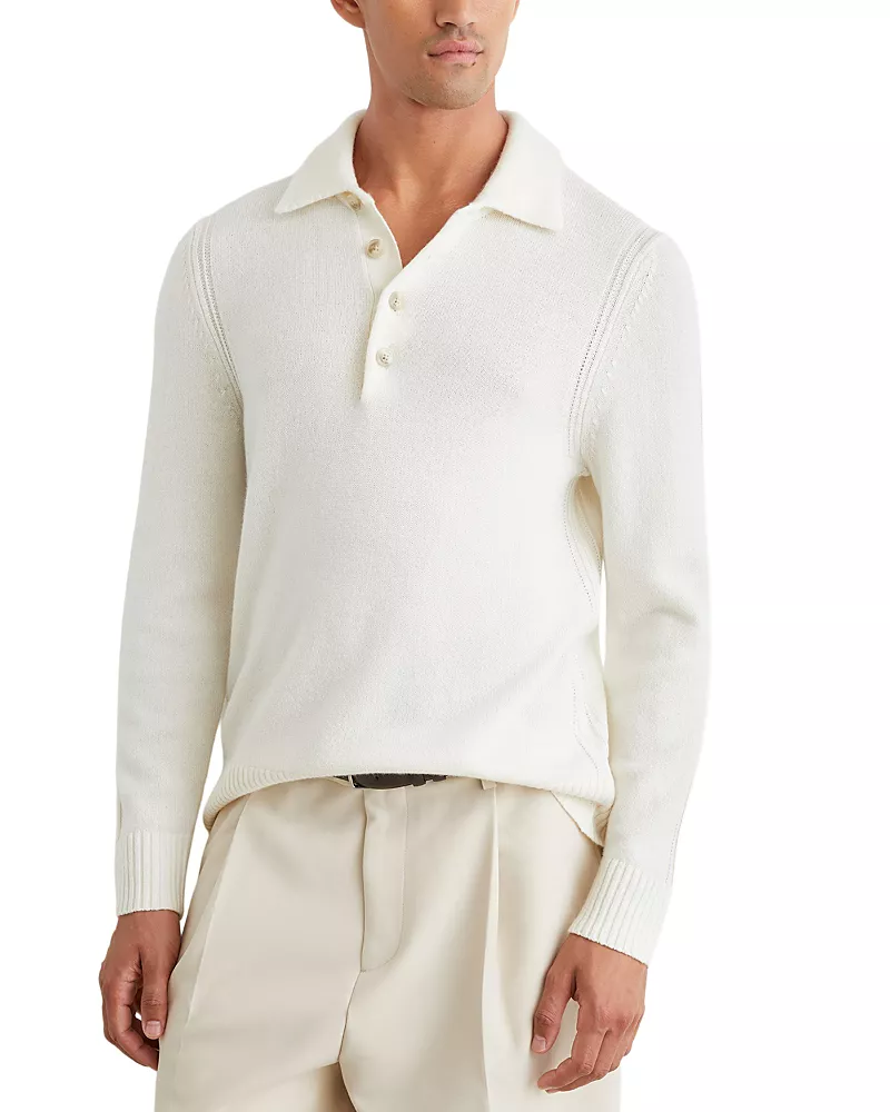 Reiss County Wool & Cashmere Half Button Polo Shirt