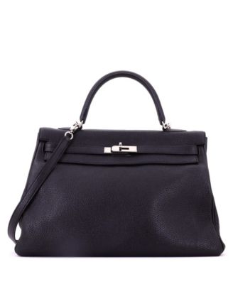 Kelly 35 Handbag Black Togo with Palladium Hardware