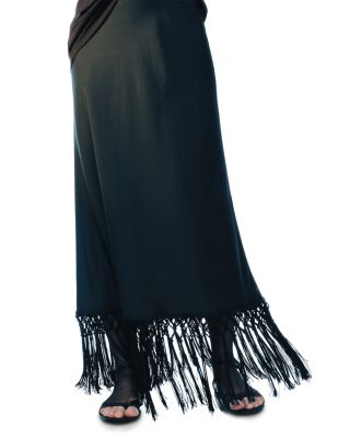 Saint Art Brittlee Satin Fringe Trim Maxi Skirt
