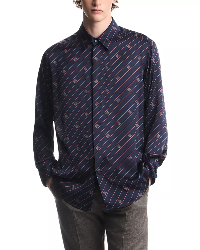 Emporio Armani Diagonal Stripe Regimental Shield Shirt