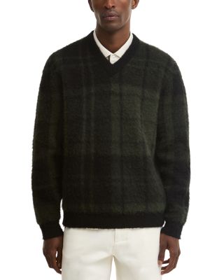 Hunham Wool & Cotton Blend Tartan V-Neck Sweater