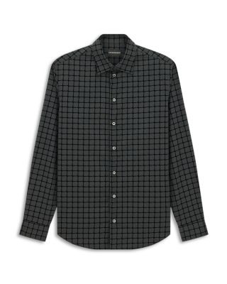 Flocked Plaid Point Collar Shirt