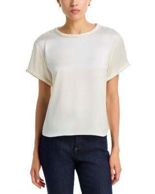 Cinq a Sept Satin Braided Trim Tee