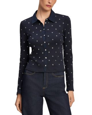 Cinq a Sept Jensyn Grommet Cotton Stretch Top