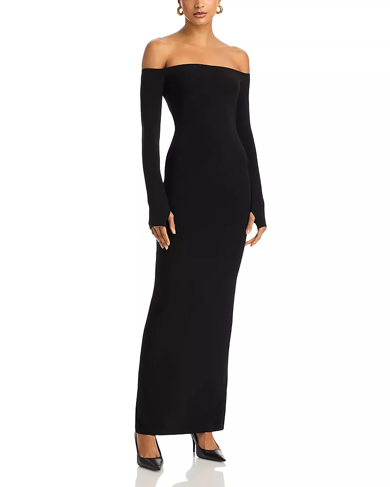 Norma Kamali Stretch Jersey Off-the-Shoulder Gown