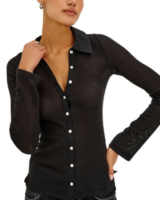 Rails Harvey Ribbed Cotton Blend Button Up Shirt