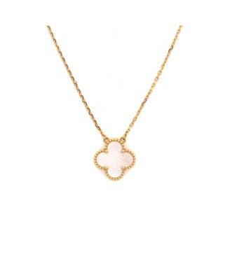  Vintage Alhambra Pendant Necklace 18K Gold and Mother of Pearl, 16.5"