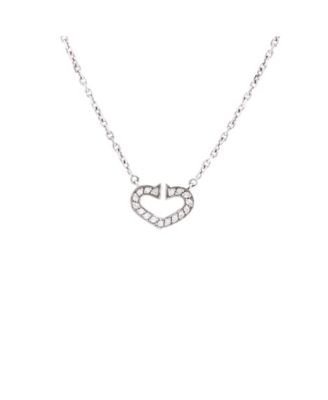 Pre-Owned Cartier C Heart de Cartier Pendant Necklace 18K White Gold with Pave Diamonds, 15.75