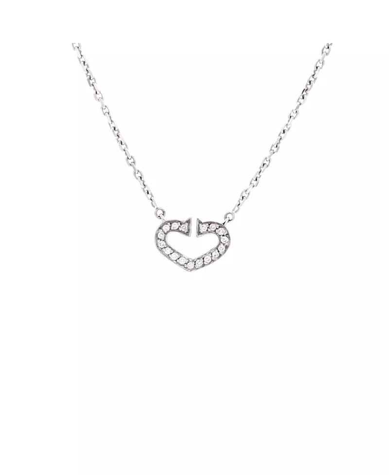 Pre-Owned Cartier C Heart de Cartier Pendant Necklace 18K White Gold with Pave Diamonds, 15.75