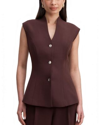 Women's Rosalie Waistcoat Short Utility V-Neck Gold-tone Button Front Jacket