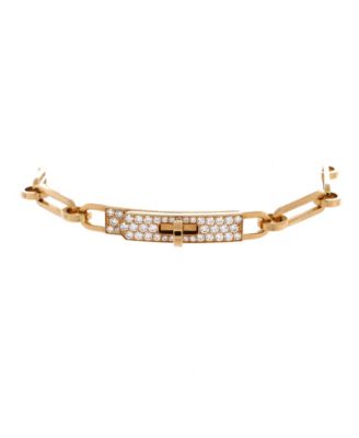 Pre-Owned HERMES Small Kelly Chaine Bracelet 18K Gold and Pave Diamonds