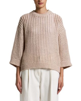 Alpaca, Wool & Lam&eacute; Blend Crewneck Sweater