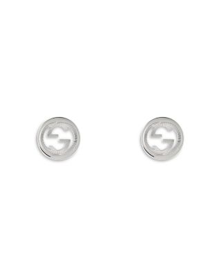 Sterling Silver Gucci Interlocking Logo Stud Earrings