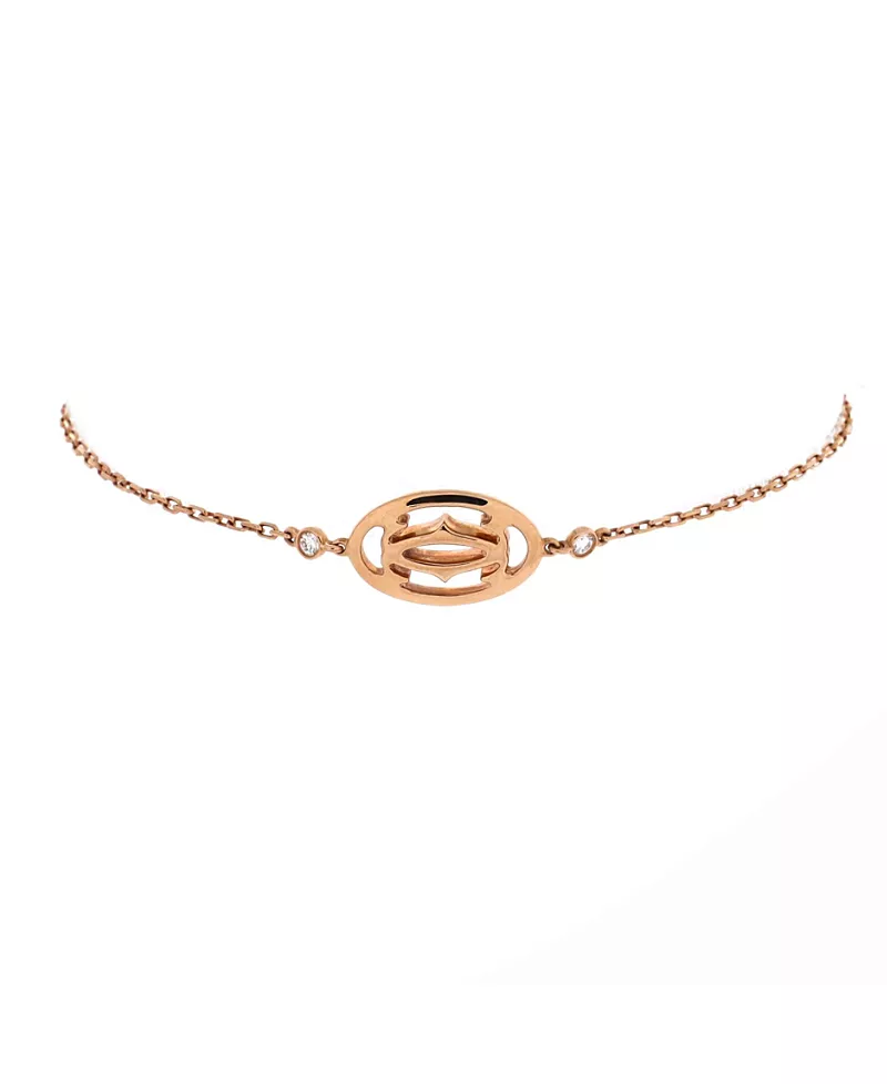 Pre-Owned Cartier Double C de Cartier Bracelet 18K Rose Gold with Diamonds