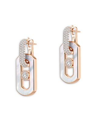 Messika 18K Rose Gold So Move Mother of Pearl & Diamond Moving Open Drop Earrings