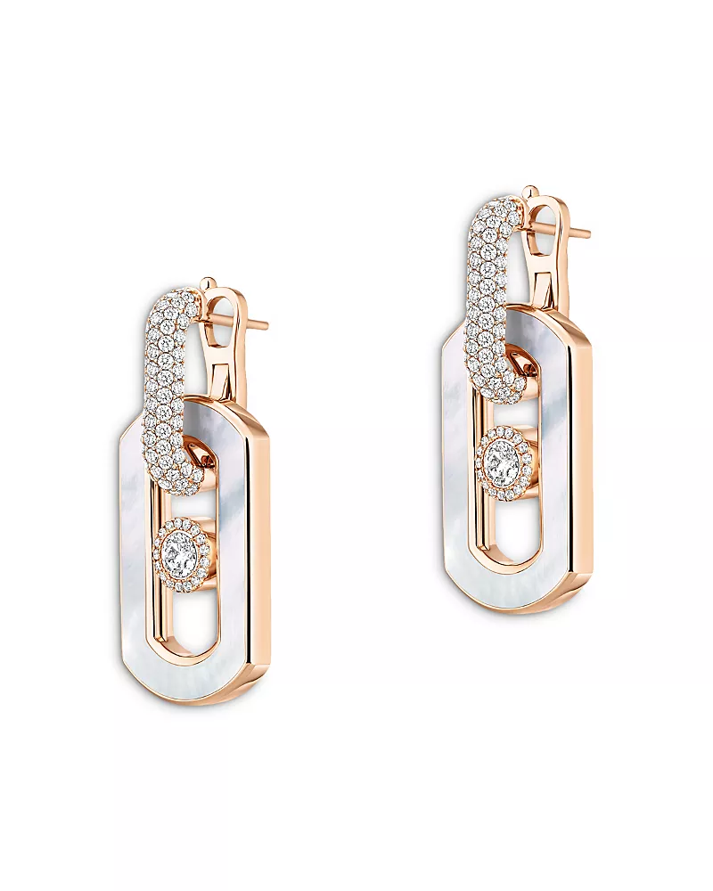 Messika 18K Rose Gold So Move Mother of Pearl & Diamond Moving Open Drop Earrings