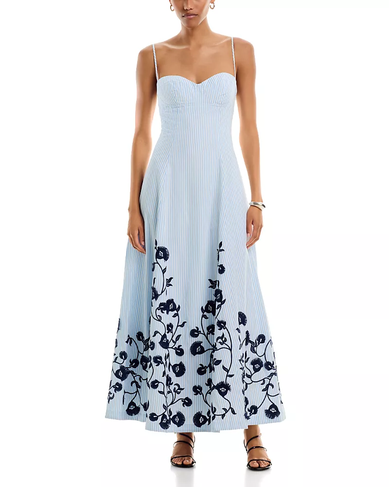 Simkhai Rudie Bustier Embroidered Floral A Line Maxi Dress