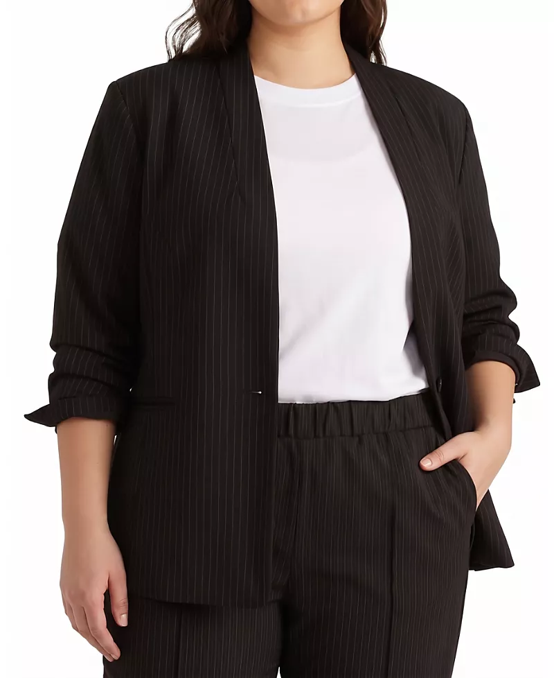 Universal Standard Women's Plus Lennox Collarless Ponte Blazer