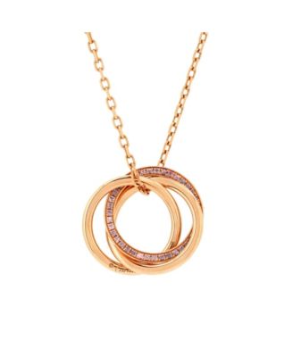 Pre-Owned Cartier Trinity Pendant Necklace 18K Rose Gold with Pave Pink Sapphires, 17.75