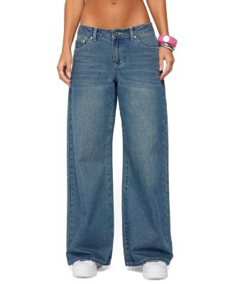  Contrast Stitch Low Rise Baggy Jeans