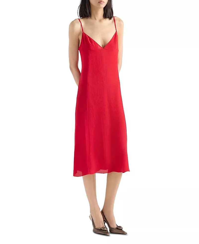 Prada Embroidered Triple Chiffon Slip Dress