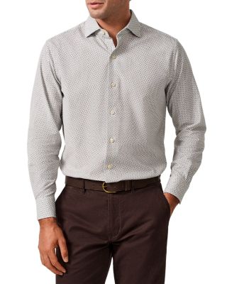 David Donahue Cotton Geometric Corduroy Sport Shirt
