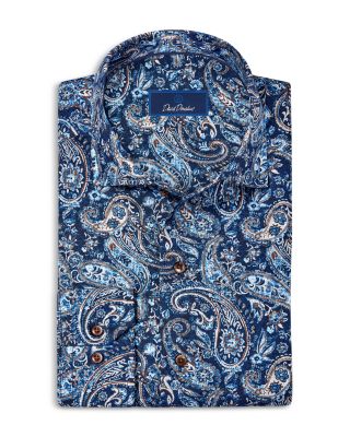 David Donahue Cotton Paisley Sport Shirt
