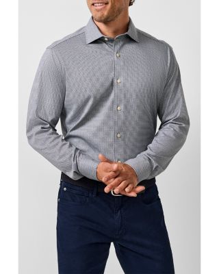 David Donahue Cotton Check Knit Sport Shirt