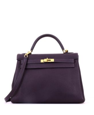 Kelly 32 Handbag Purple Togo with Gold Hardware
