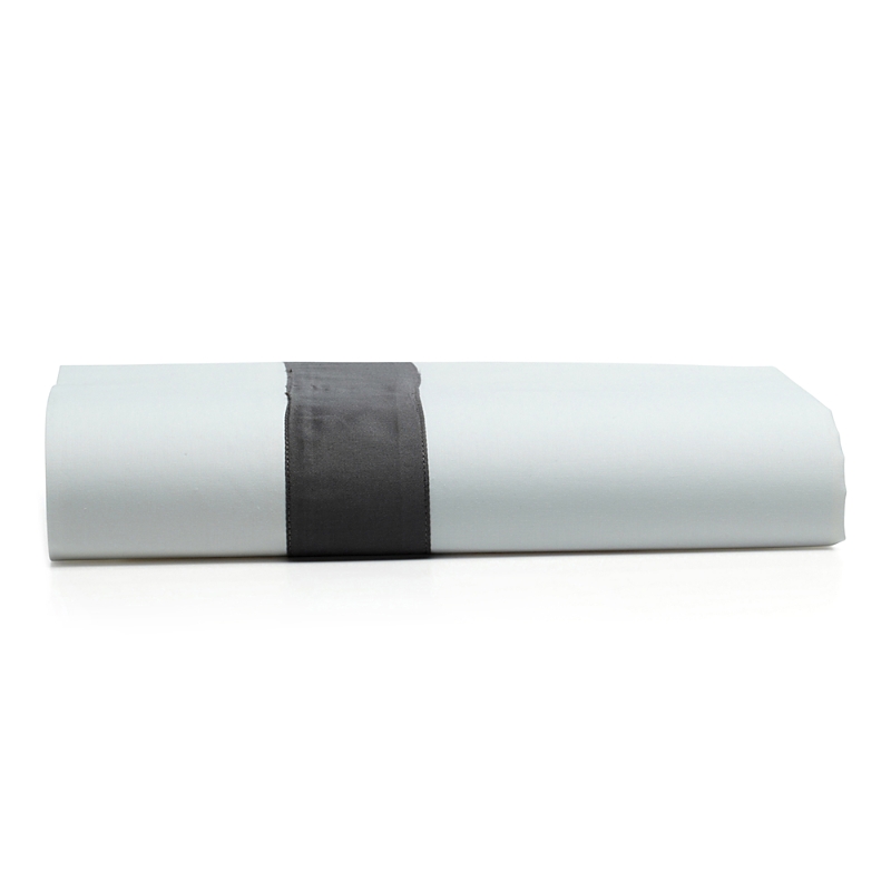 Sferra Orlo Flat Sheet, Full/queen In White/charcoal
