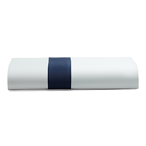Sferra Orlo Flat Sheet, Full/queen In White/navy