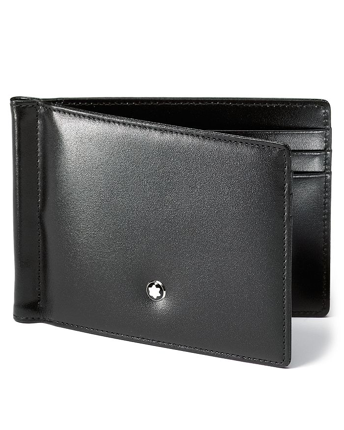 Montblanc Meisterstuck 6cc Leather Wallet With Money Clip In Black