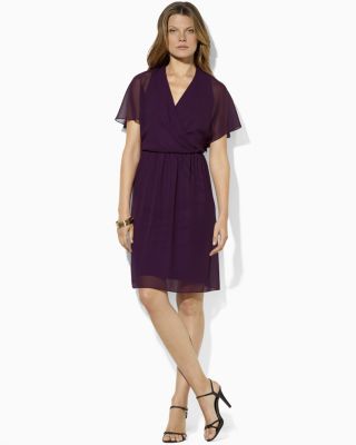 Ralph Lauren - Lauren Ralph Lauren Dress V Neck Flutter Sleeve Dress
