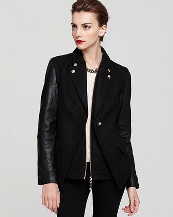 Sam Edelman - Convertible Jacket with Leather Sleeves