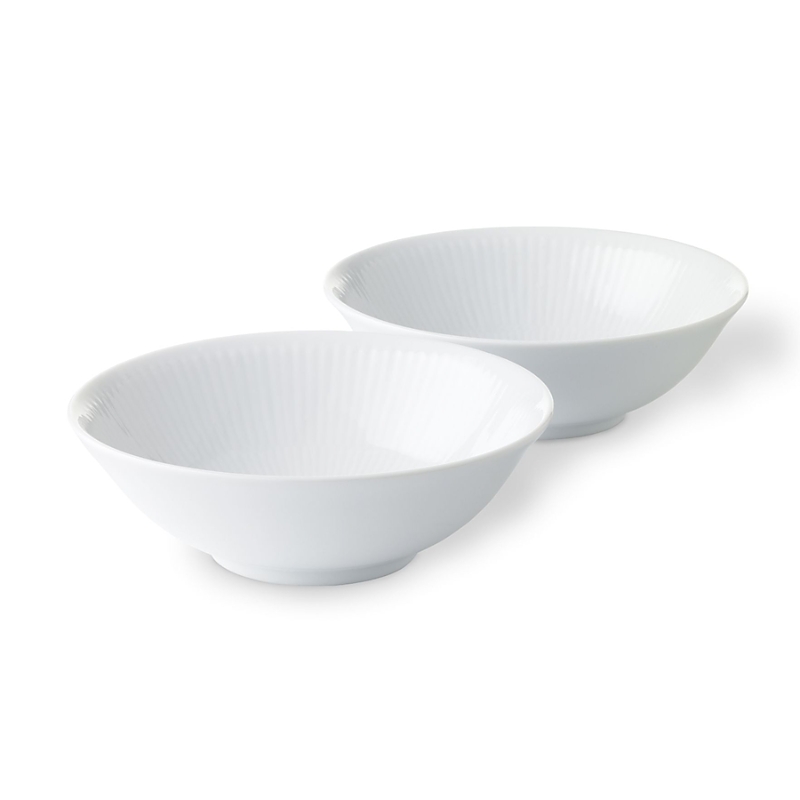 Royal Copenhagen White Fluted Plain Cereal Bowl, Set Of 2 In White