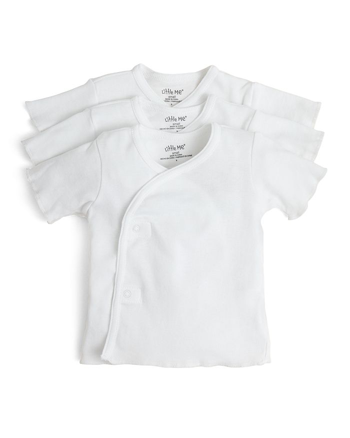 Little Me Unisex Side-snap Shirt, 3 Pack - Baby In White