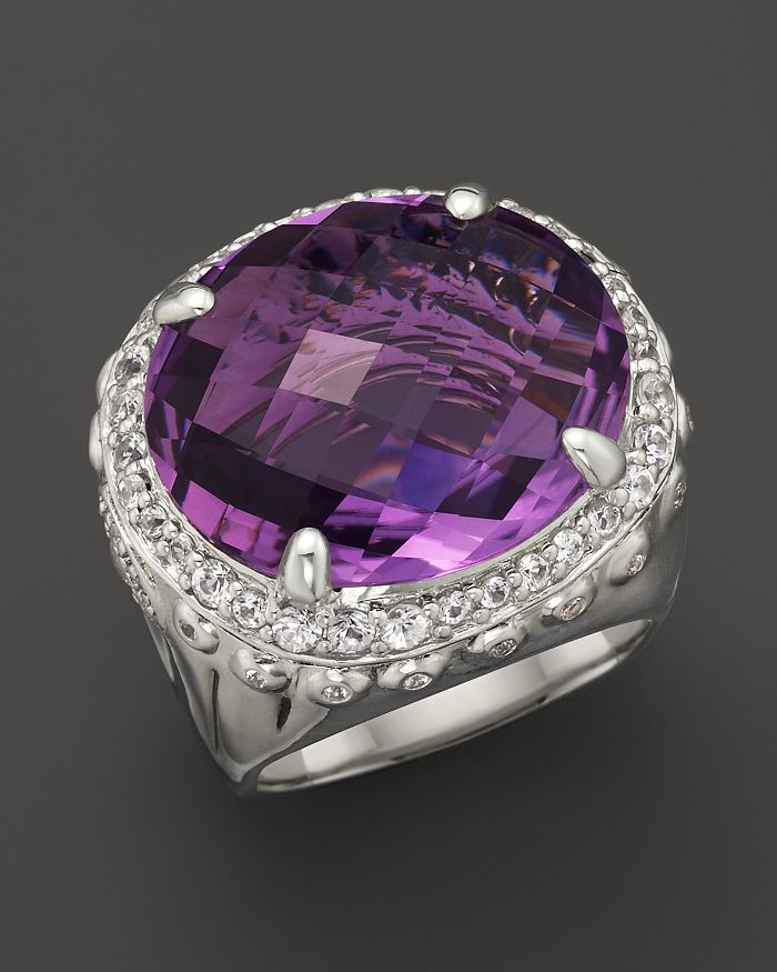 JOHN HARDY Sterling Silver Bamboo Dome Ring with Amethyst and